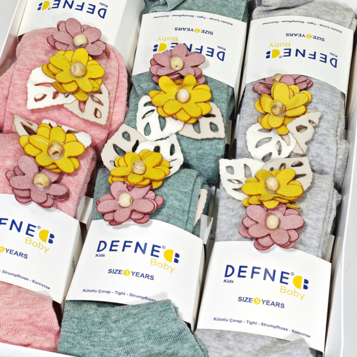 Колготки для дівчаток бавовняні 7-8 років ТМ Defne (3 шт/уп)